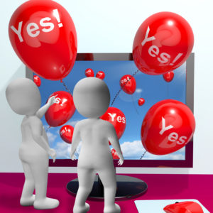 Yes Balloons From Computer Show Approval And Support Message